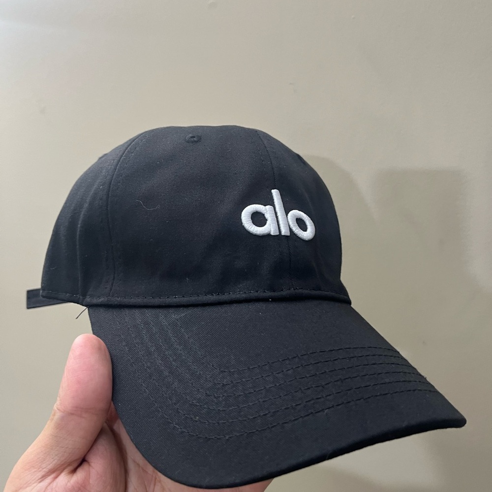 ALO Yoga Black Cap with White Logo